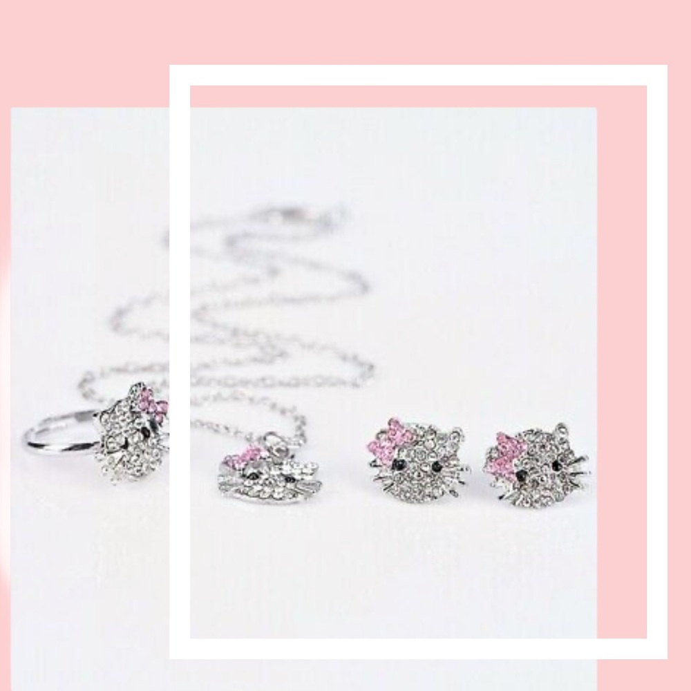 Gold Plated Kitty Jewelry Set